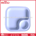 White plastic melamine 2 compartment plate
